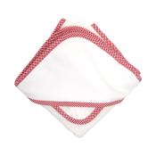 Red Small Check Hooded Towel & Washcloth Set