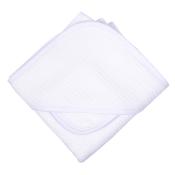 White Seersucker Stripe Pique Hooded Towel & Washcloth Set