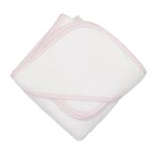 Pink Seersucker Stripe Pique Hooded Towel & Washcloth Set