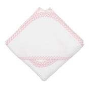 Pink Check Pique Hooded Towel & Washcloth Set